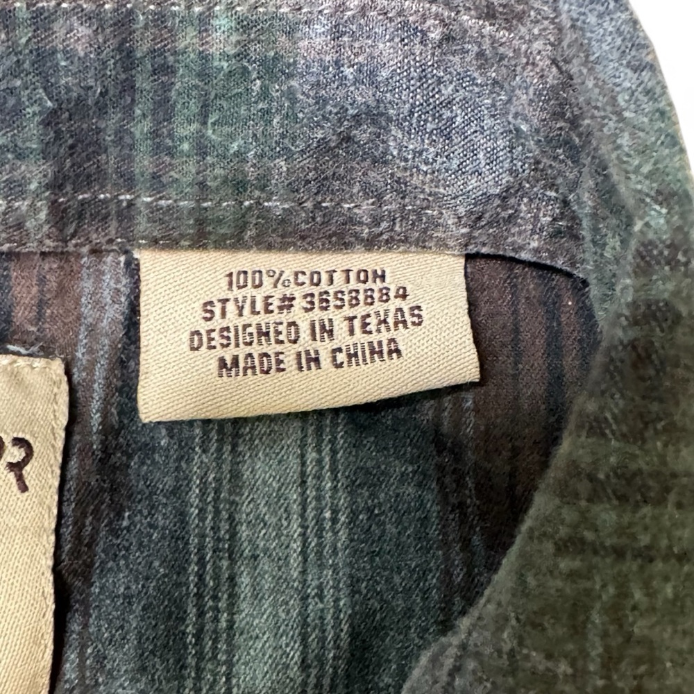 Powder River Outfitter Green and Gray Plaid Long Sleeve Shirt Size XL - Picture 4 of 6